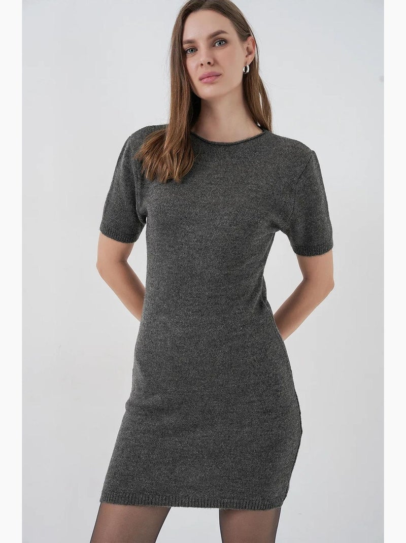 Vestido mini ajustado de punto acanalado texturizado bdart Gris negro - Kiabi