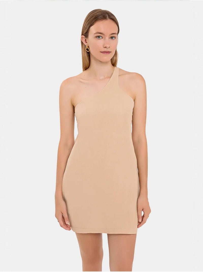 Vestido mini ajustado de un solo hombro hiccup Beige natural - Kiabi