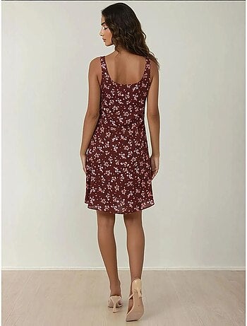 Vestido mini ajustado estampado con cuello en u hiccup