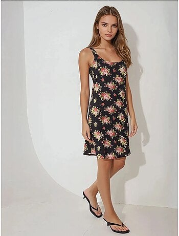 Vestido mini ajustado estampado con cuello en u hiccup