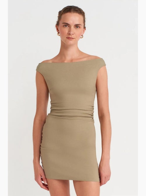 Vestido mini bardot ajustado dilvin - Kiabi Vestido mini bardot ajustado dilvin - Kiabi