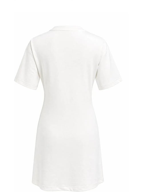 Vestido mini camiseta con cuello redondo y accesorio de piedra mixray - Kiabi Vestido mini camiseta con cuello redondo y accesorio de piedra mixray - Kiabi