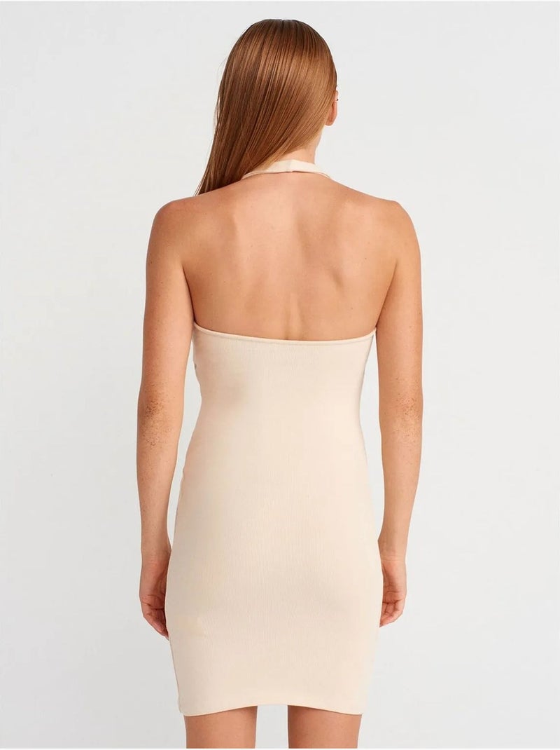 Vestido mini ceñido acanalado dilvin Beige natural - Kiabi