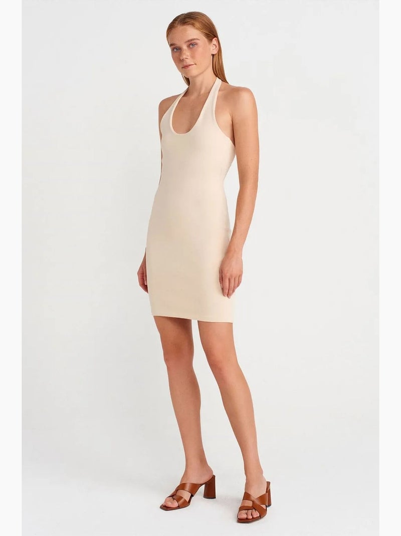 Vestido mini ceñido acanalado dilvin Beige natural - Kiabi