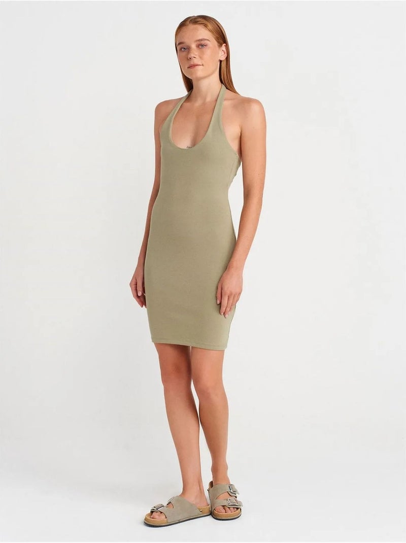 Vestido mini ceñido acanalado dilvin Caqui - Kiabi