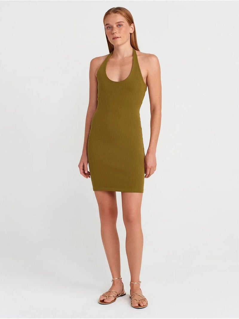 Vestido mini ceñido acanalado dilvin Verde caqui - Kiabi