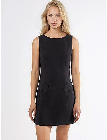 Vestido mini con cuello barco y cremallera hiccup