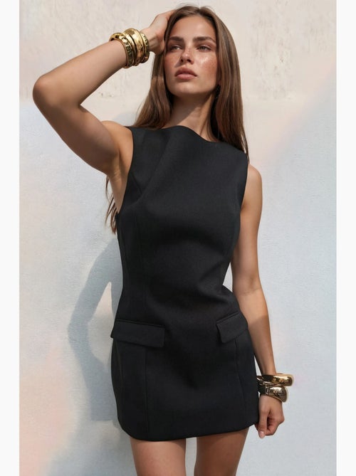 Vestido mini con cuello barco y cremallera hiccup - Kiabi