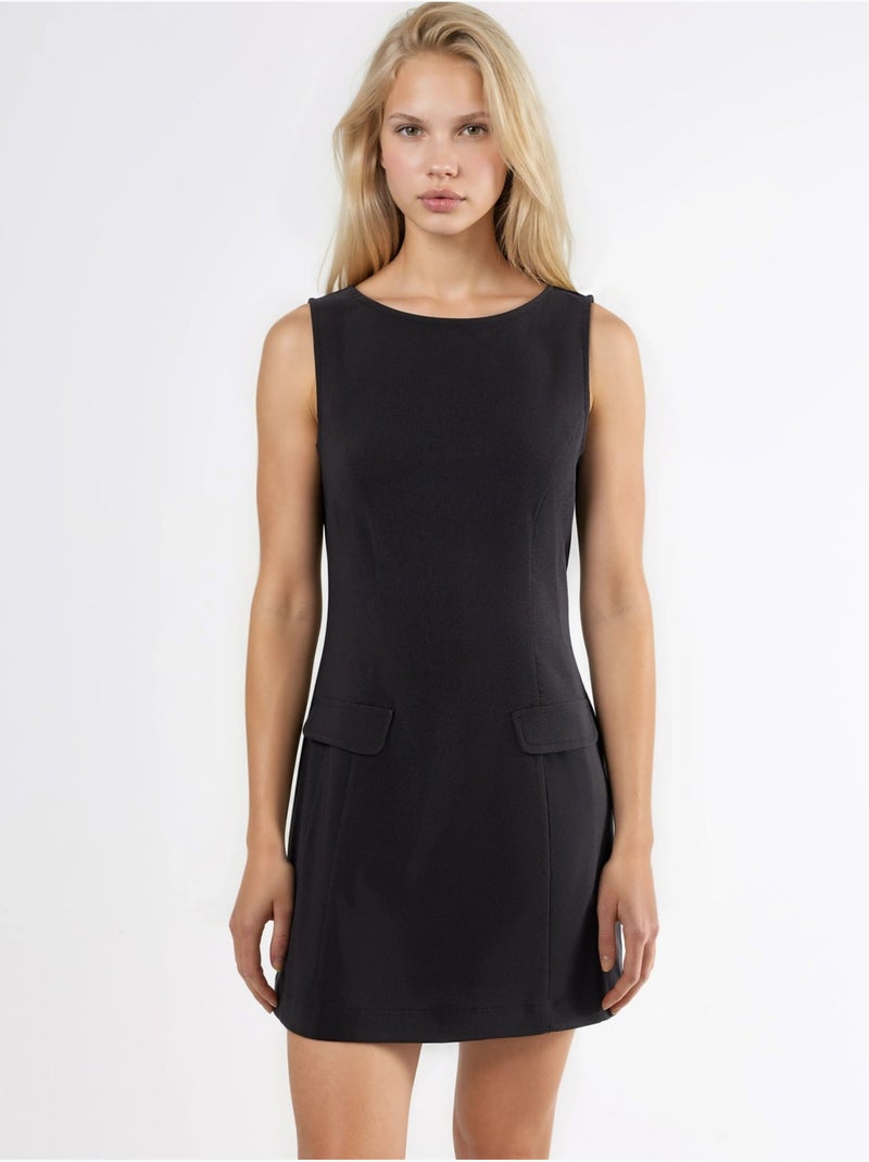 Vestido mini con cuello barco y cremallera hiccup Negro - Kiabi