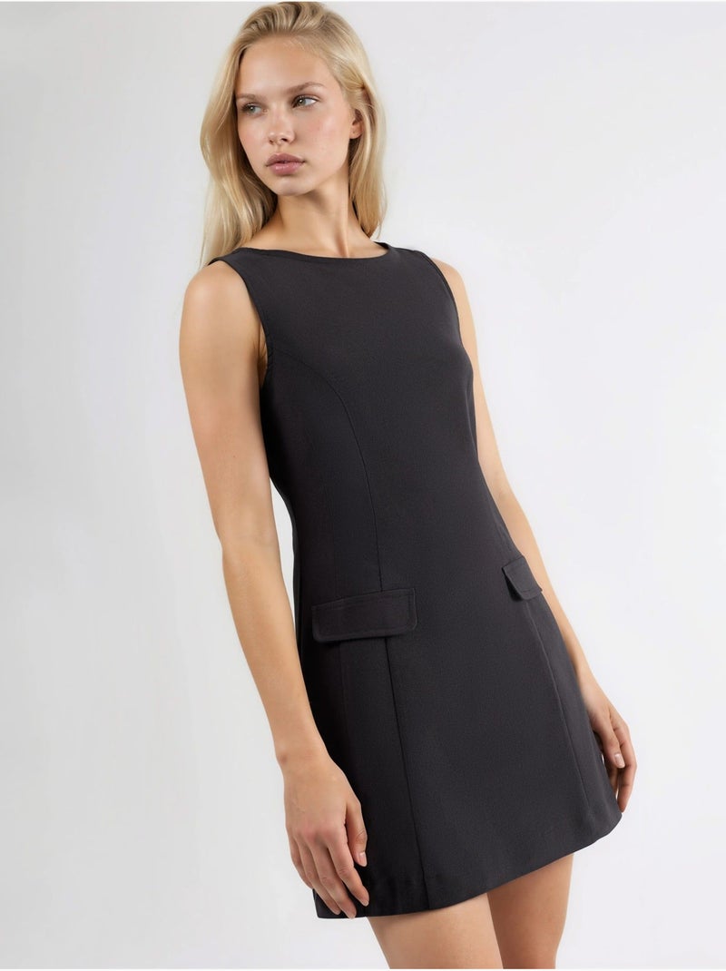 Vestido mini con cuello barco y cremallera hiccup Negro - Kiabi