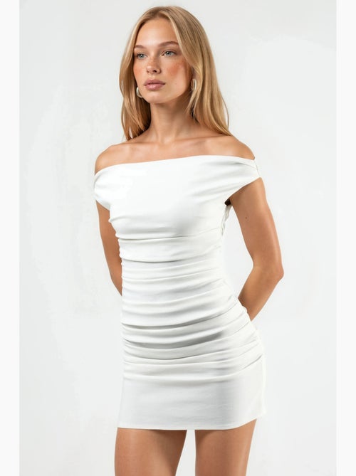 Vestido mini con cuello barco y hombros descubiertos hiccup - Kiabi