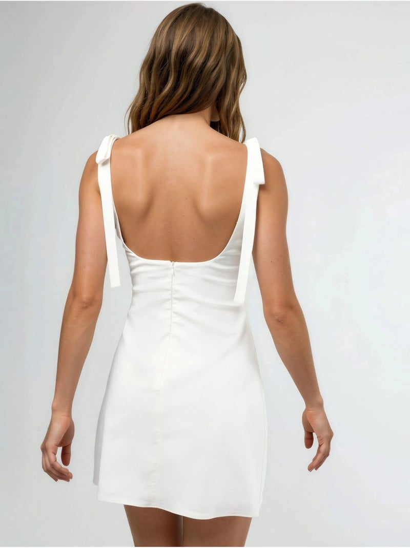 Vestido mini con cuello cuadrado y cremallera hiccup Blanco - Kiabi