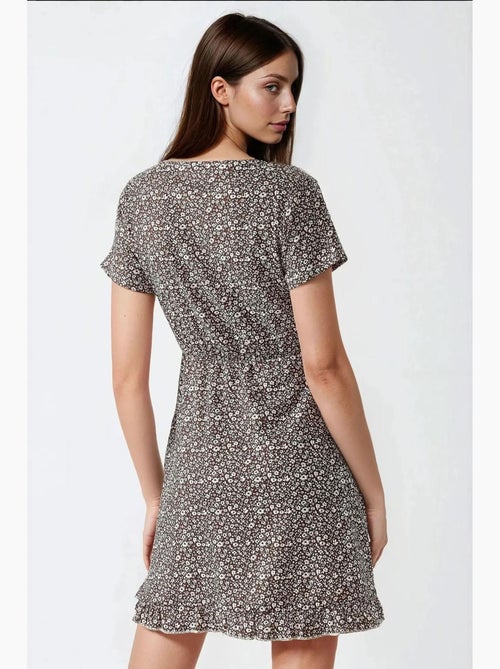 Vestido mini con cuello en v y estampado floral hiccup - Kiabi Vestido mini con cuello en v y estampado floral hiccup - Kiabi