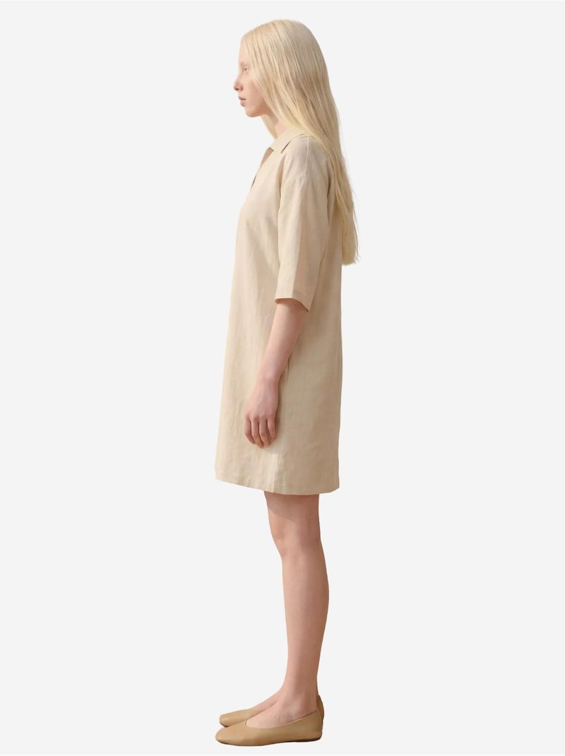Vestido mini con cuello polo y mangas tres cuartos de mi moda my fashion Beige arcilla - Kiabi