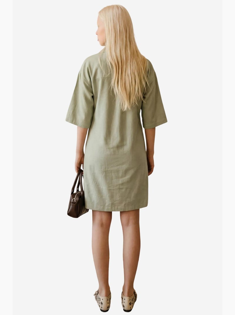 Vestido mini con cuello polo y mangas tres cuartos de mi moda my fashion Verde menta - Kiabi