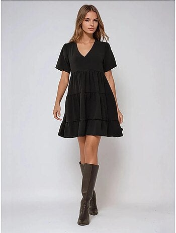 Vestido mini con escote en V y corte A