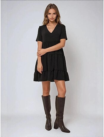 Vestido mini con escote en V y corte A