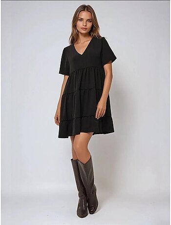 Vestido mini con escote en V y corte A