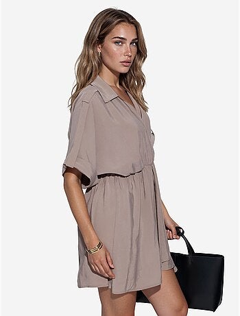 Vestido mini cruzado texturizado busem