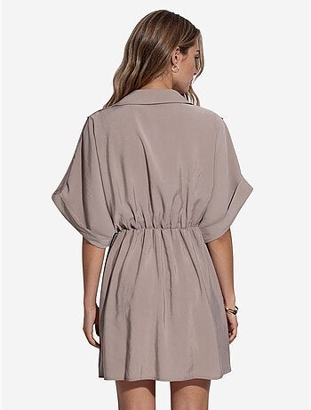 Vestido mini cruzado texturizado busem