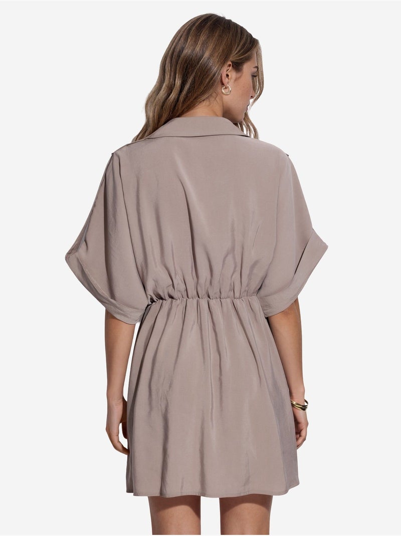 Vestido mini cruzado texturizado busem Beige arcilla - Kiabi
