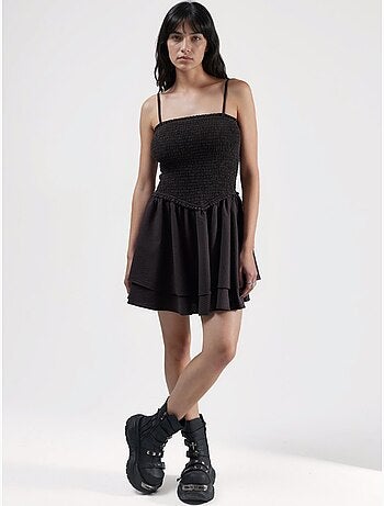 Vestido mini cruzado texturizado sin tirantes hiccup