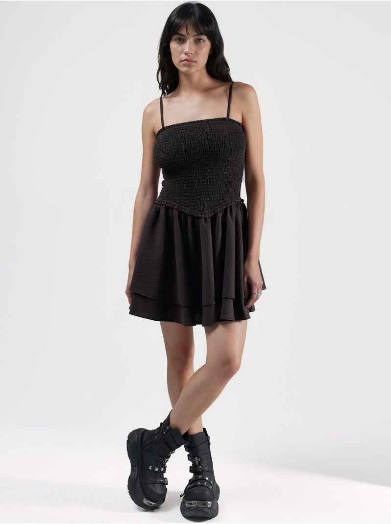 Vestido mini cruzado texturizado sin tirantes hiccup Marrón chocolate - Kiabi