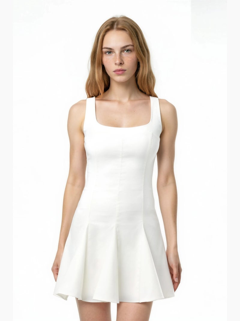 Vestido mini de corte a con cuello cuadrado hiccup Blanco - Kiabi