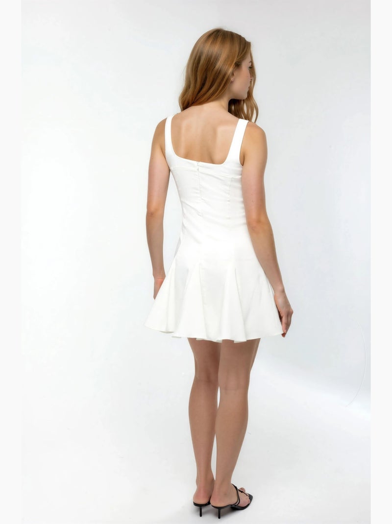 Vestido mini de corte a con cuello cuadrado hiccup Blanco - Kiabi