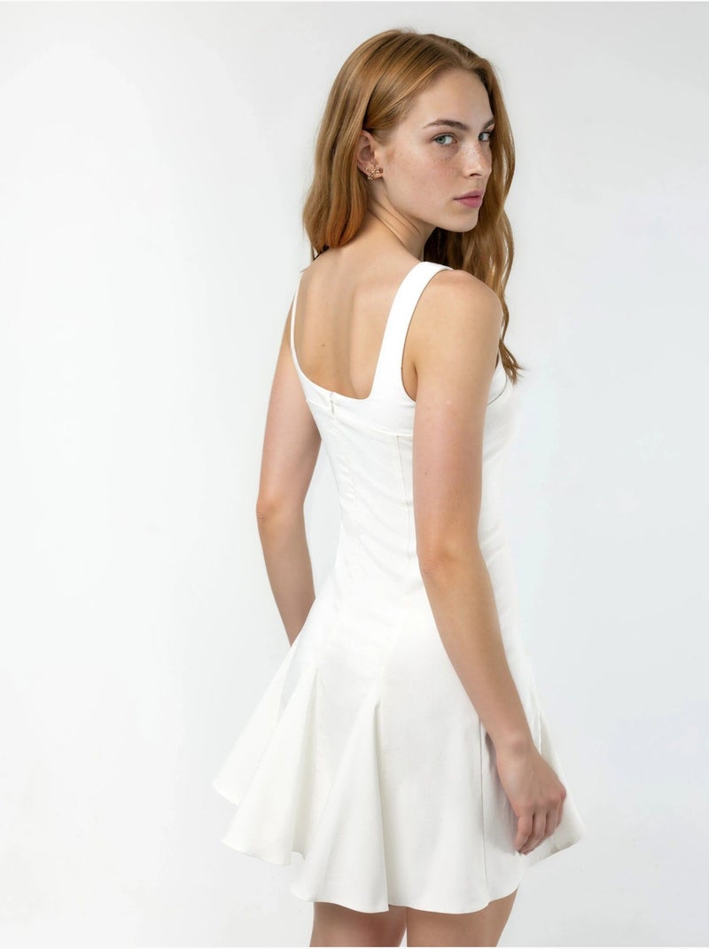 Vestido mini de corte a con cuello cuadrado hiccup Blanco - Kiabi
