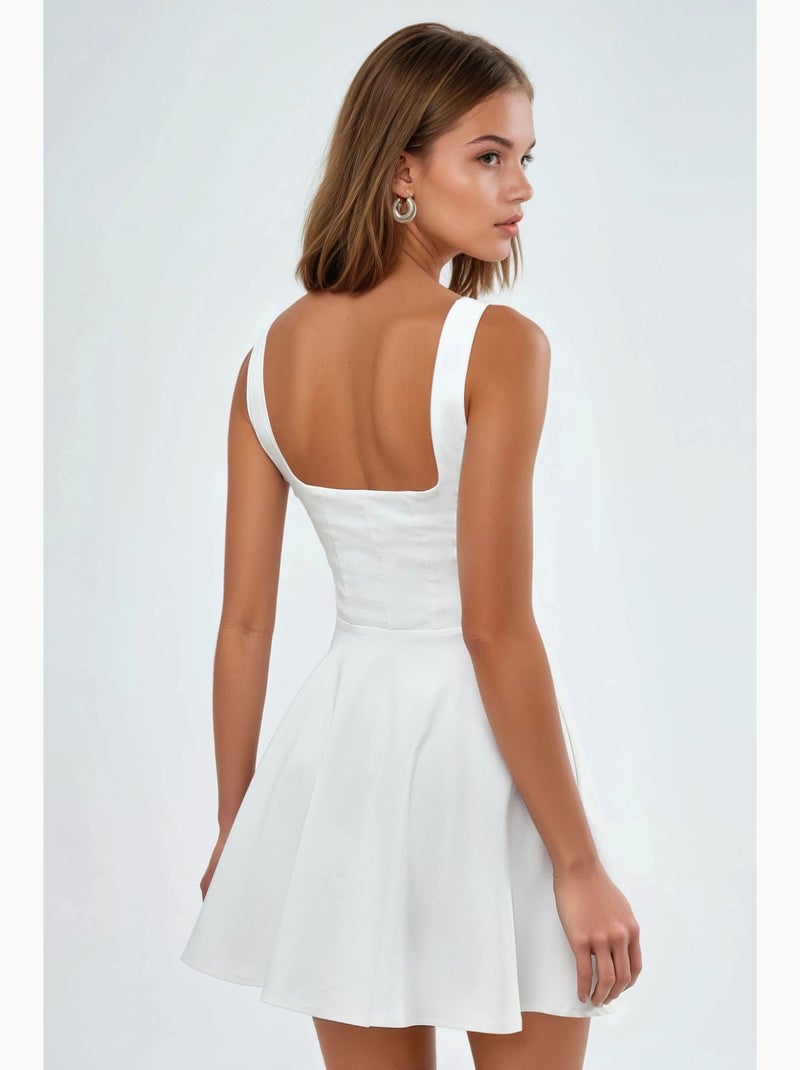 Vestido mini de corte a con cuello cuadrado y cierre de cremallera hiccup Blanco - Kiabi