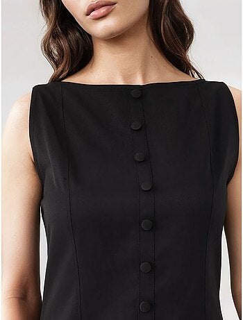 Vestido mini de corte a sin mangas con detalle de botones hiccup