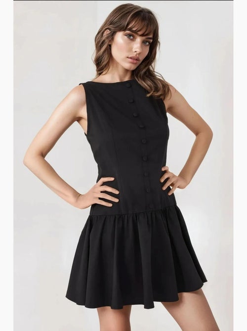Vestido mini de corte a sin mangas con detalle de botones hiccup - Kiabi
