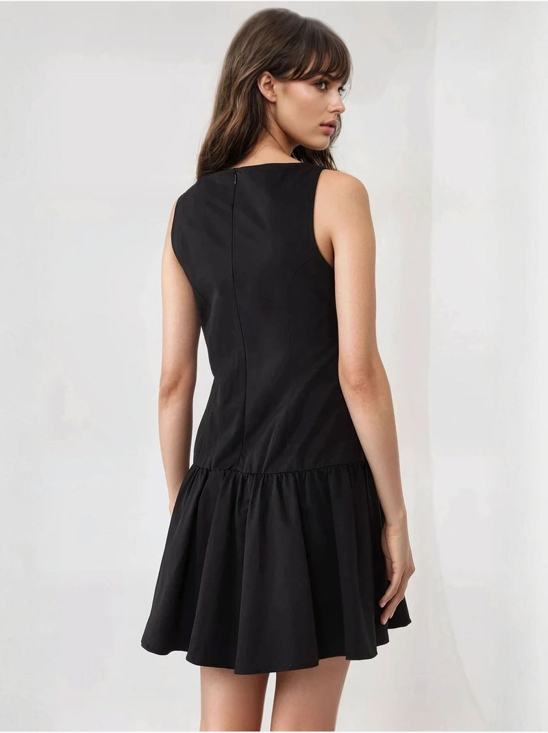 Vestido mini de corte a sin mangas con detalle de botones hiccup Negro - Kiabi