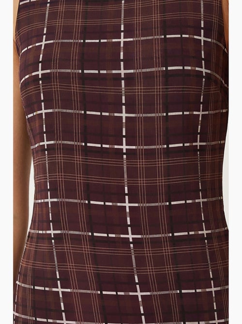 Vestido mini de cuadros con volantes y cuello redondo istanbul - Kiabi