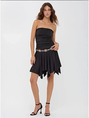 Vestido mini de jersey asimétrico sin mangas