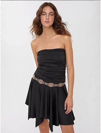 Vestido mini de jersey asimétrico sin mangas