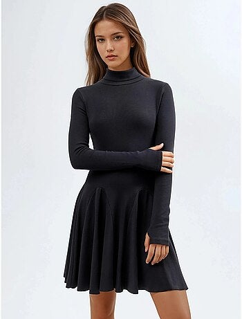 Vestido mini de jersey de cuello alto con diseño de paneles de busem