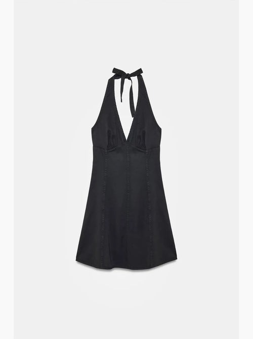 Vestido mini de línea a con cuello halter dilvin - Kiabi Vestido mini de línea a con cuello halter dilvin - Kiabi
