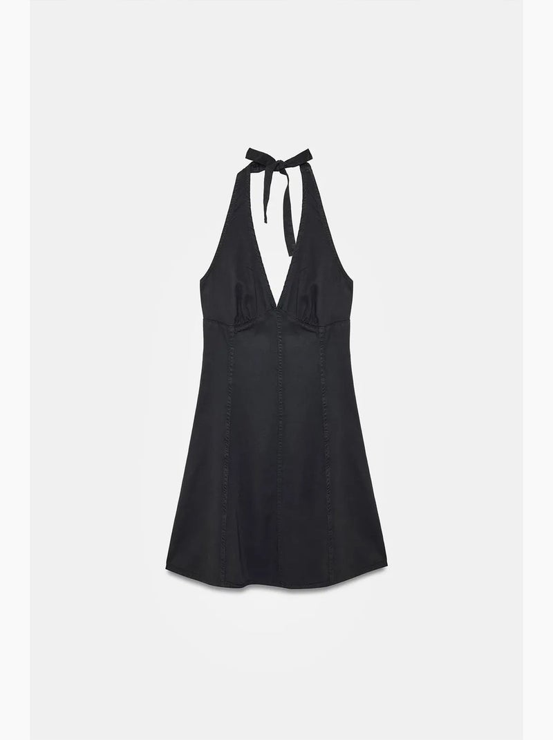 Vestido mini de línea a con cuello halter dilvin Negro - Kiabi
