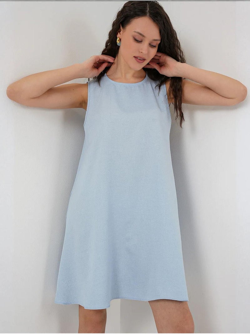 Vestido mini de lino bdart Azul pastel - Kiabi