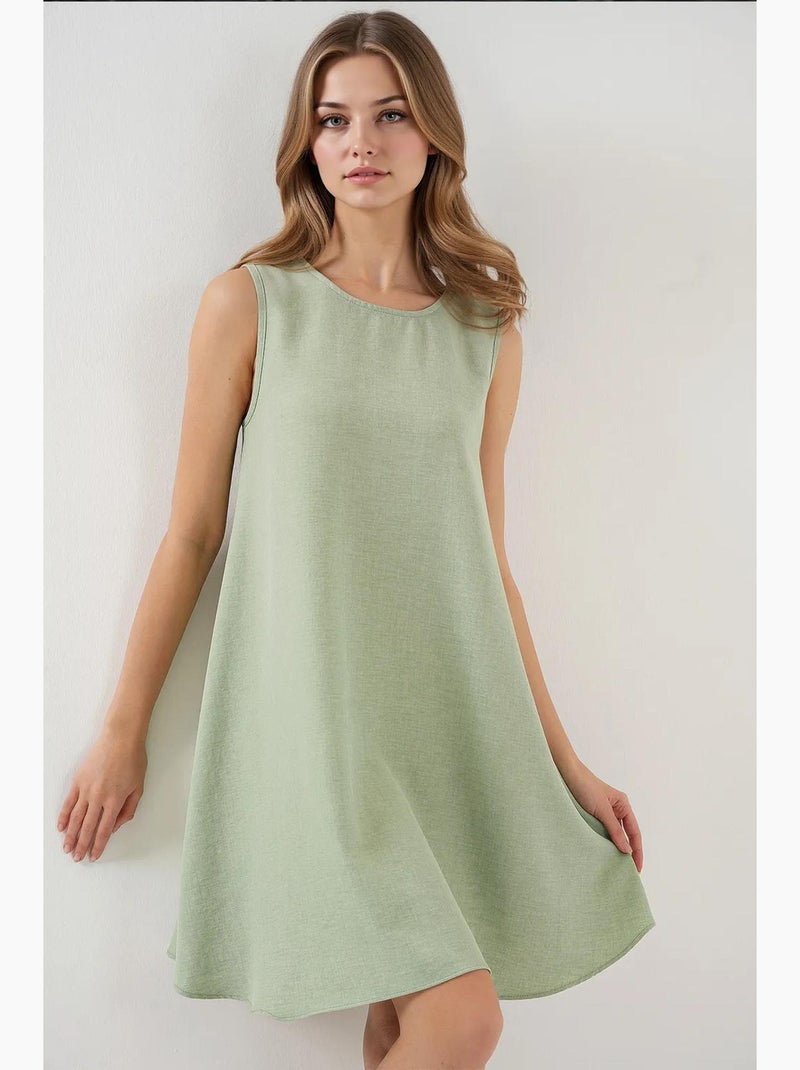 Vestido mini de lino bdart Verde claro - Kiabi