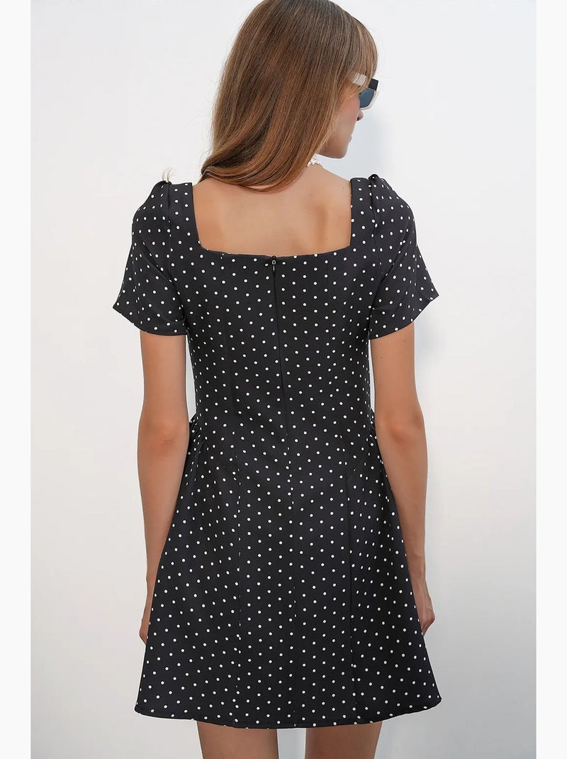 Vestido mini de lunares de corte evasé bdart Negro - Kiabi