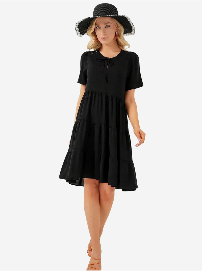 Vestido mini de manga corta bdart Negro - Kiabi