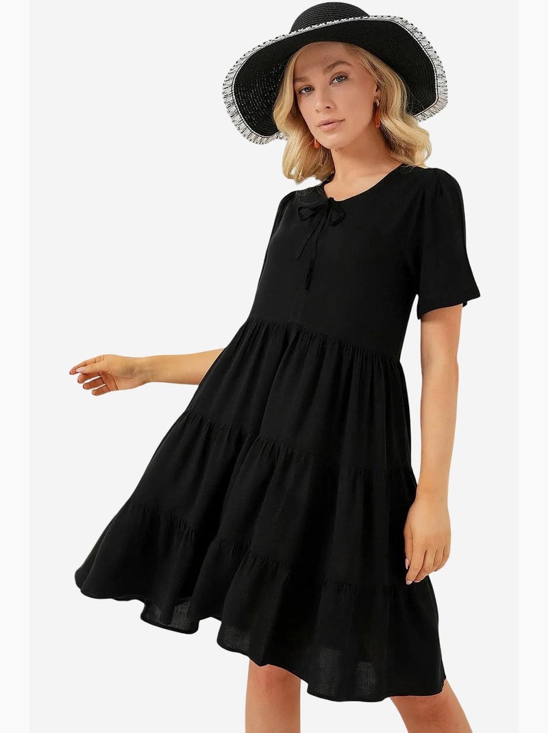 Vestido mini de manga corta bdart Negro - Kiabi