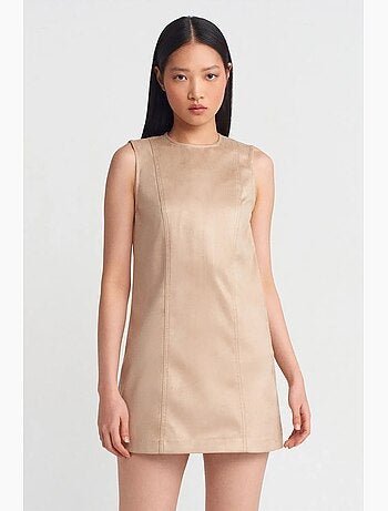 Vestido mini de polipiel sin mangas dilvin