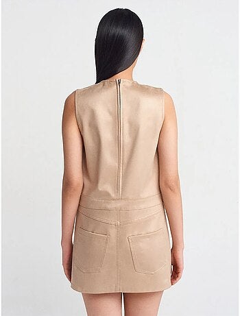 Vestido mini de polipiel sin mangas dilvin