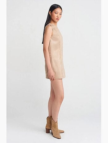 Vestido mini de polipiel sin mangas dilvin