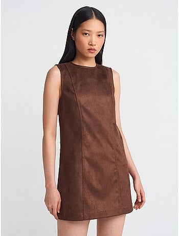 Vestido mini de polipiel sin mangas dilvin