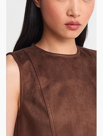 Vestido mini de polipiel sin mangas dilvin